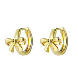 Gold Bow Huggie Hoop Earrings