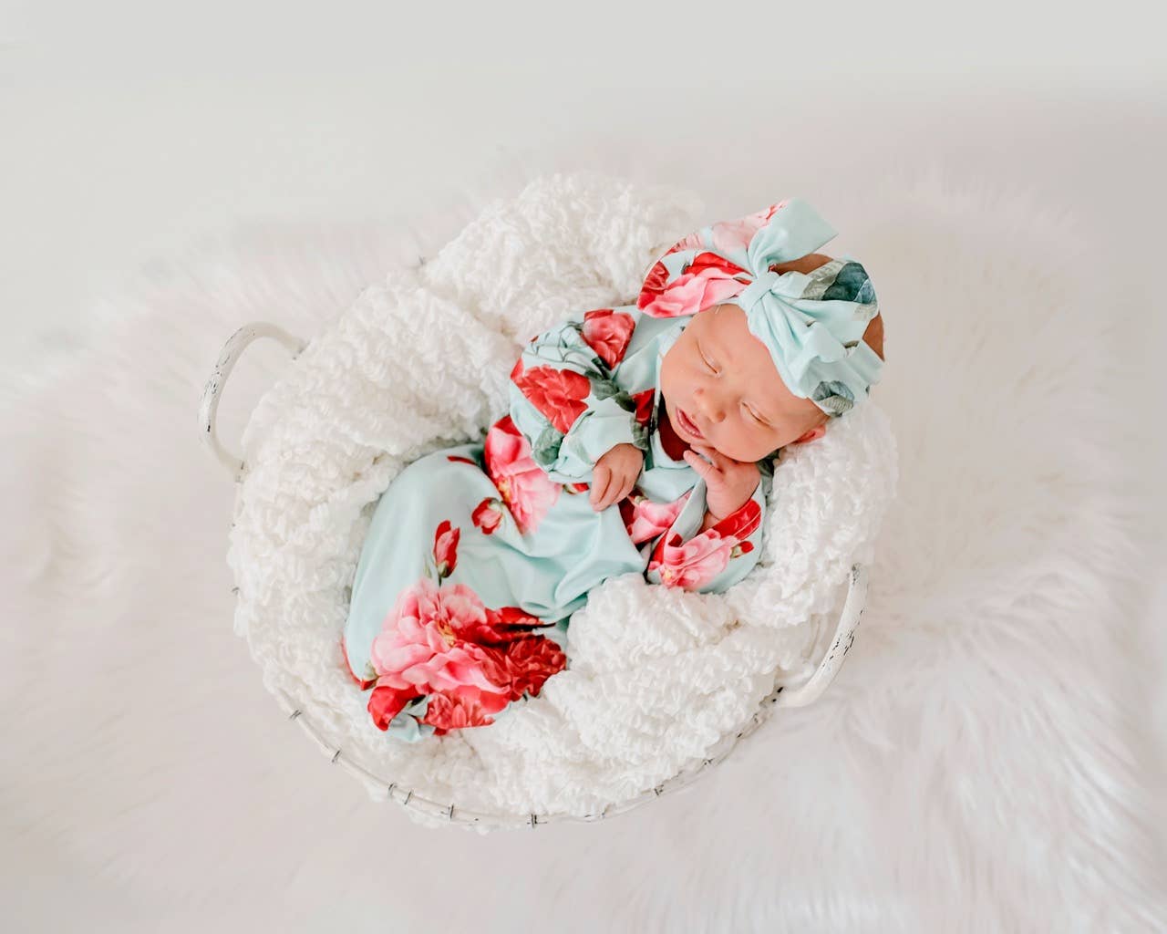 Teal Rose Baby Gown