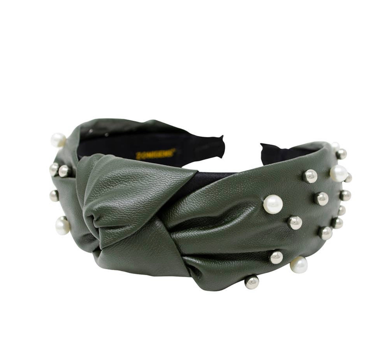 Leather Pearls & Studs Headband