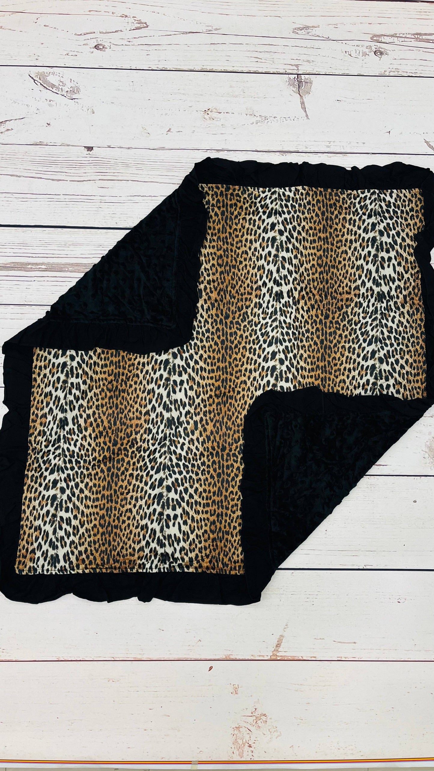 Baby Black Ruffle Cheetah Blanket